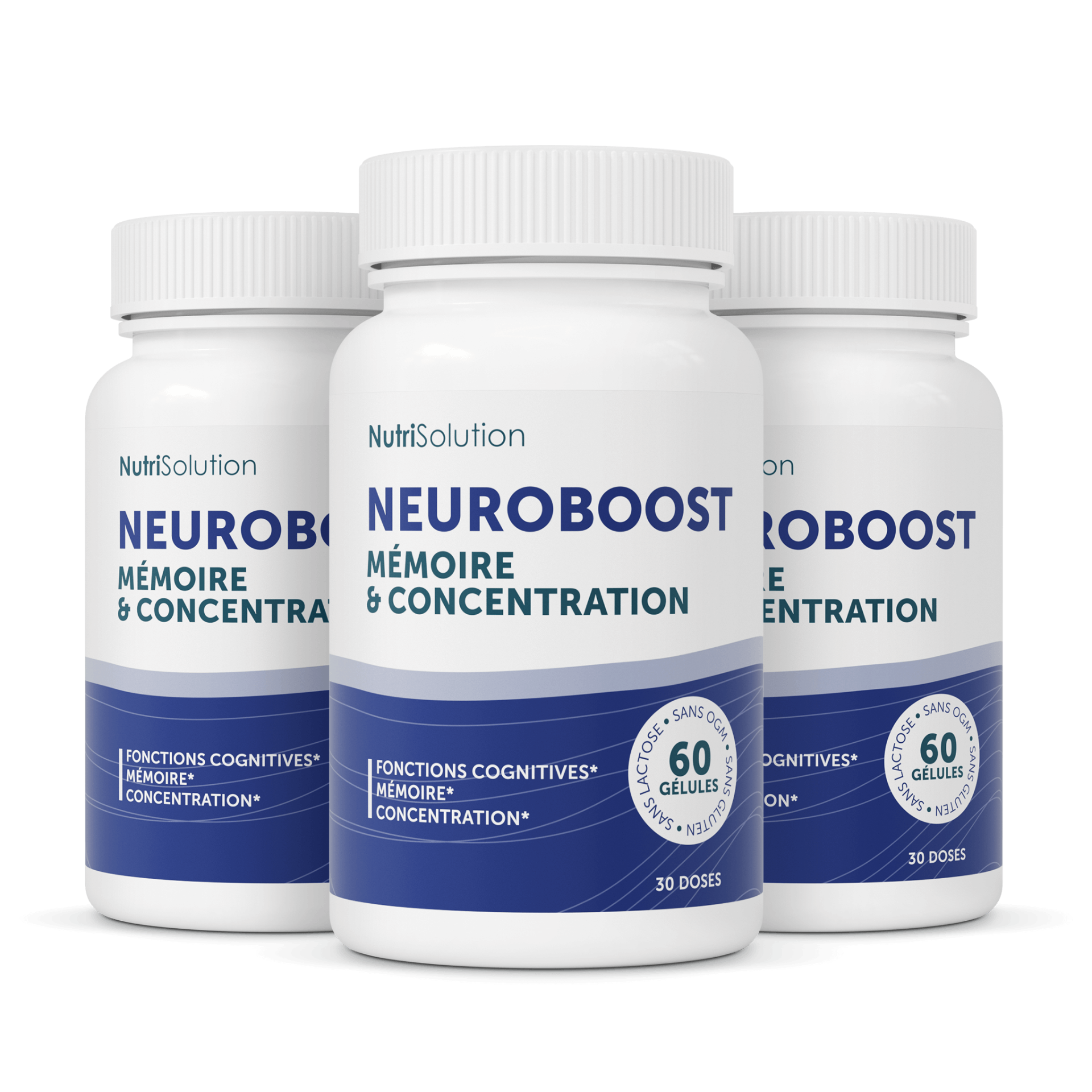 Neuro Boost three-bottle pack shown in NutriSolution merchant imagery