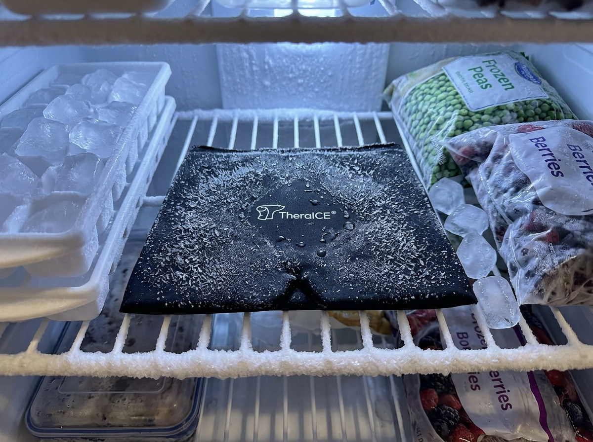 TheraICE Migraine Relief Cap stored in the freezer